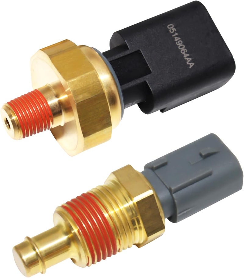 KEJSTED 2 Pack Engine Oil Pressure Sensor Sender Switch & Coolant Temperature Sensor 5149062AA 5149077AB Compatible with Chrysler Aspen Pacifica Jeep Grand Cherokee Dodge Avenger Ram 1500 2500 3500 - Image 1